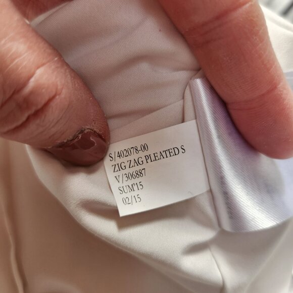 Banana Republic Zigzag Pleated Midi Skirt White Grey Chiffon Flowy Career 0 - Picture 7 of 7